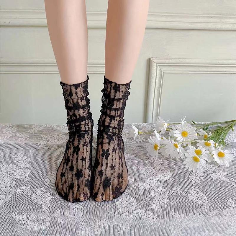 Lace Socks Pile Socks Spring And Autumn Lace Socks Womens Medium Tube Thin White Princess Socks Long Socks Mary Jane Socks