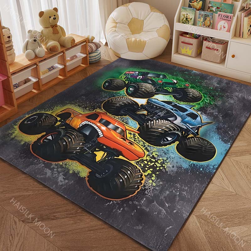 Große Räder Monster Truck 4X4 Muster Teppich Teppiche für Schlafzimmer Wohnzimmer Matte Kreative Fußmatte Ankleidezimmer Teppiche Luxuriöse Geschenke