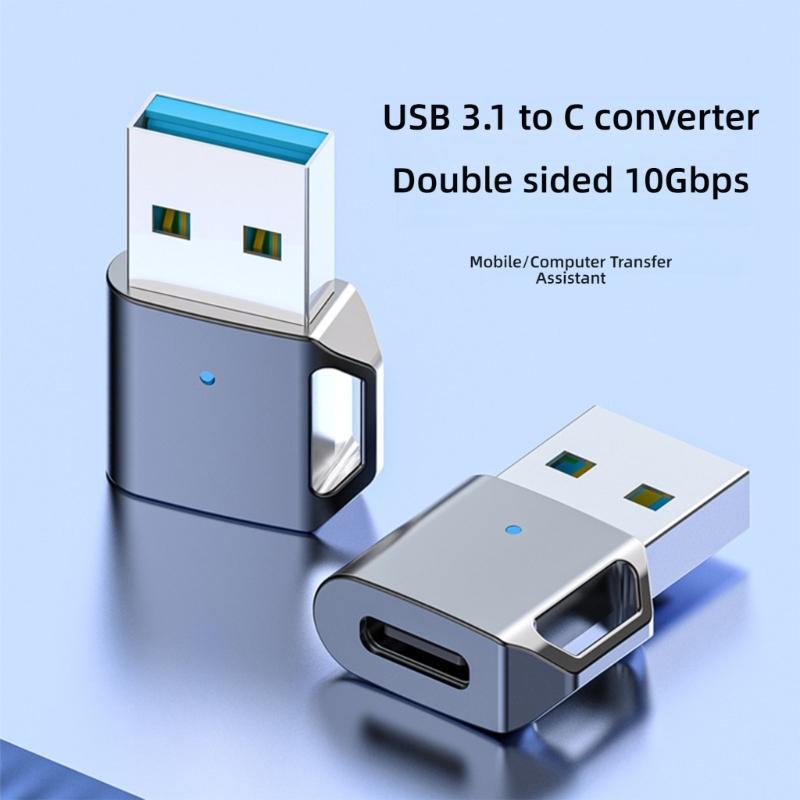USB3.1 To Type C Adapter Aluminum Alloy Shell USB Male To Type C Female Converter 10Gbps Data Transfer & Fast Charging