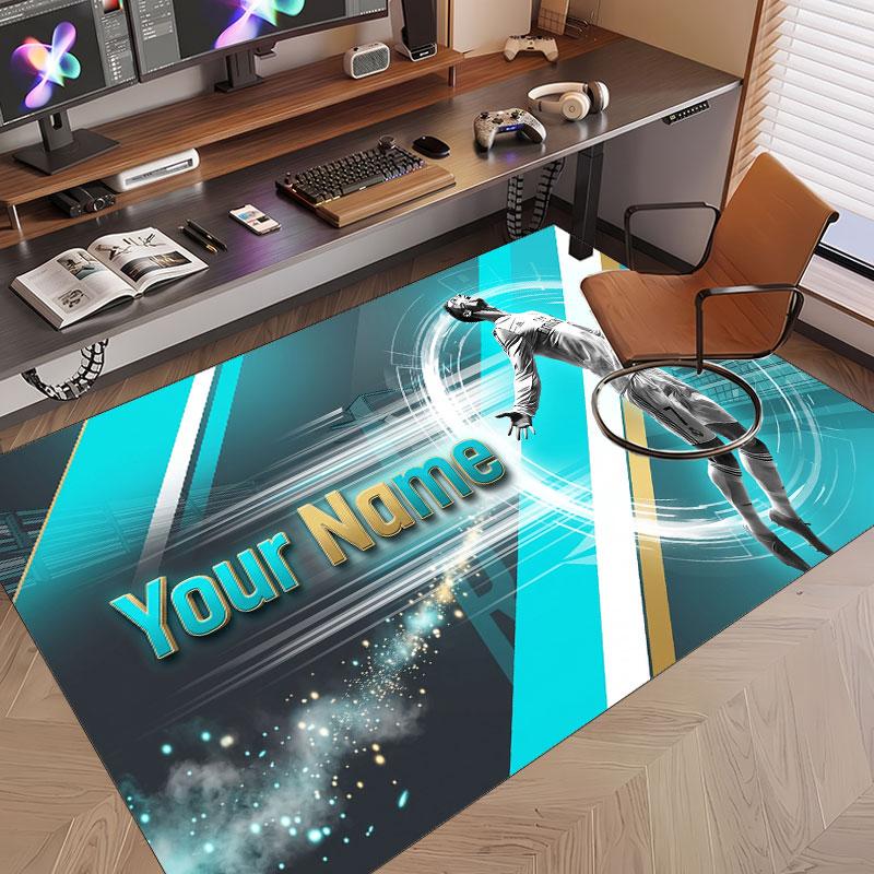 Custom Rug Cristiano Ronaldo Pattern Print Name Text Soft Non‑Slip Floor Carpet for Home Indoor Decoration