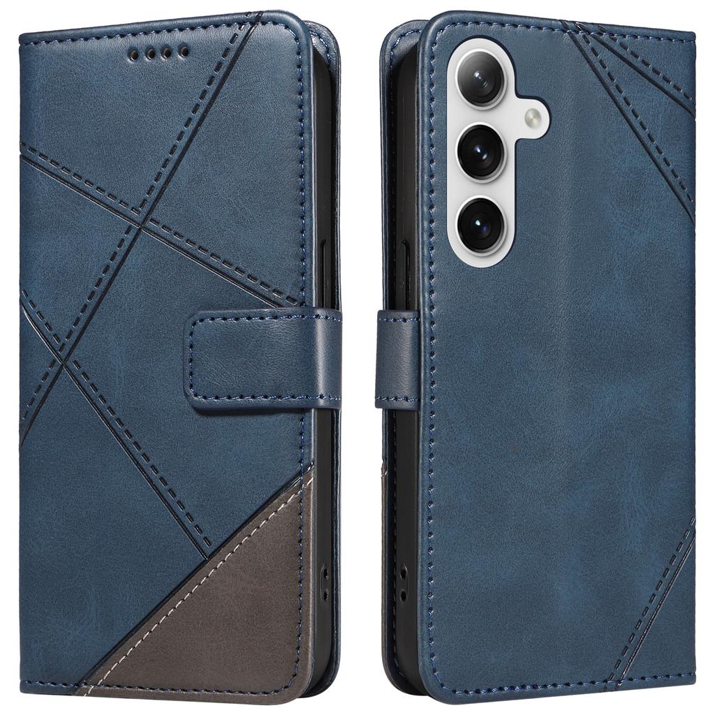 Etui na Samsung Galaxy S25/S24 Portfel ze skóry PU o fakturze cielęcej Pokrowiec na telefon Geometryczna linia