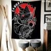 Anime Samurai Cat Pattern Home Decor Tapestry, Wall Hanging, Decorative RV Wall Cloth.MGT0918185