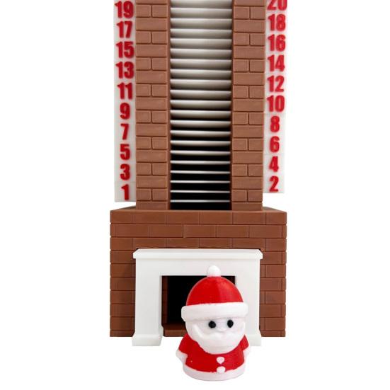 Santa Advent Calendar 25 Day Santa In Fireplace Ornament Christmas Countdown Calendar with Santa Claus Coming Down Stair for Holiday Decor