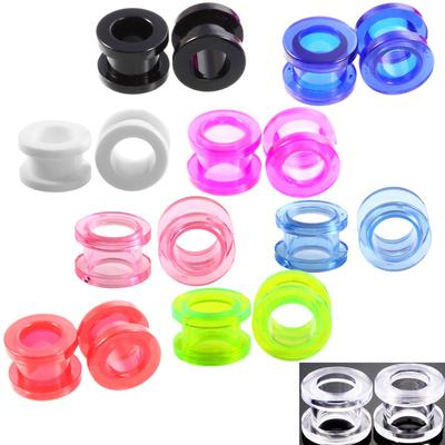 1 paia/lotto Acrilico Ear Tunnel della carne Doppio Svasato Hollow Vite Fit Ear Barella Spine Indicatori Penetranti Del Corpo Gioielli Nero