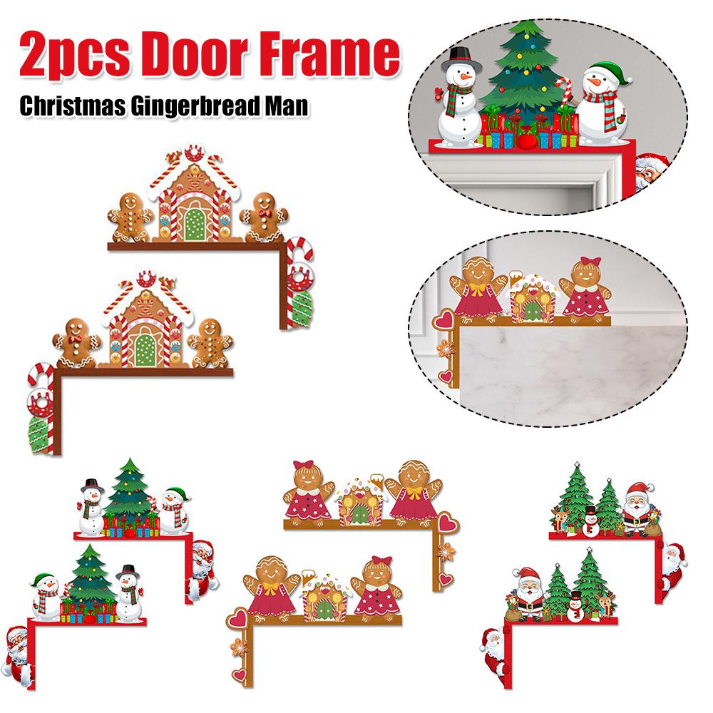 Home Decor Creative Christmas Gingerbread Man Wooden Door Frame Decor Gifts Door Frame Ornament Home Decoration Ornaments