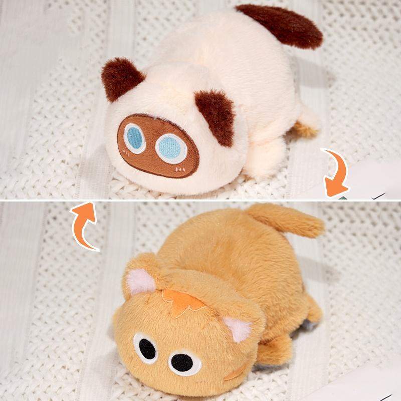 30cm Kawaii Double-sided Flip Black Cat Plush Toy Doll Stuffed Animal Cat Pillow Parent -child Game Toys Birthday Gift for Kids