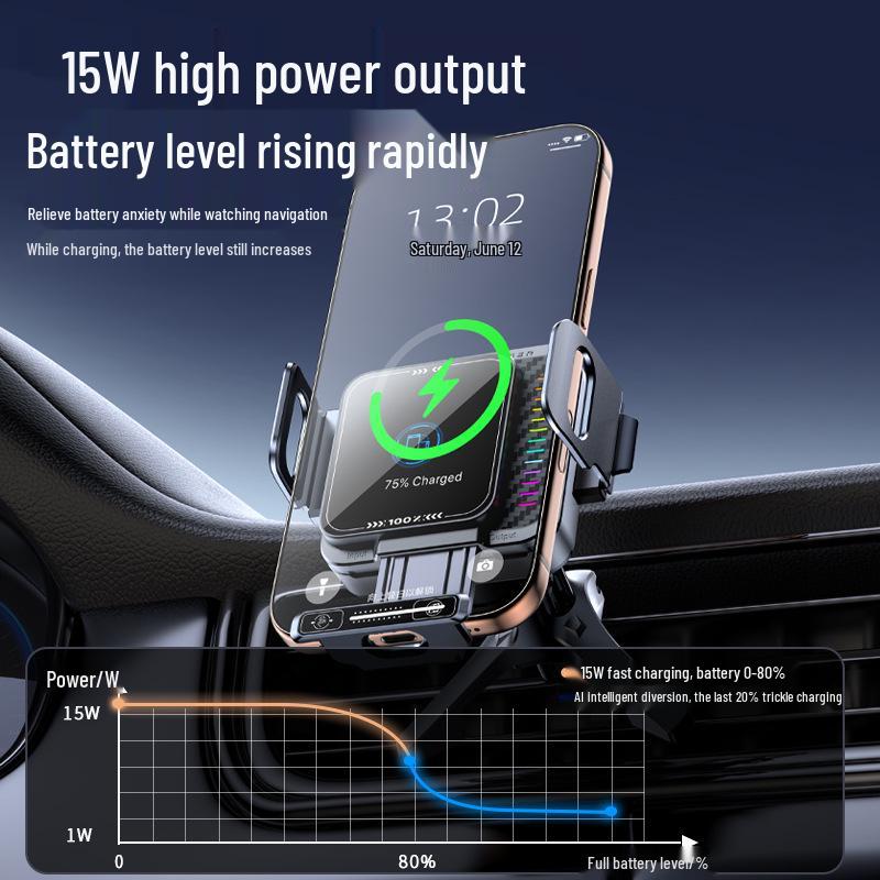 Four-Axis Wireless Car Charger & Phone Holder with Auto-Induction