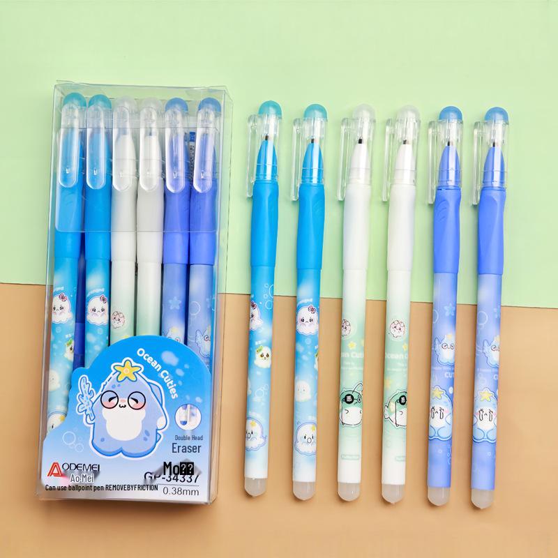 Momo Le Cartoon Erasable Gel Pen for Students - 0.38/0.5, Boys & Girls Style.