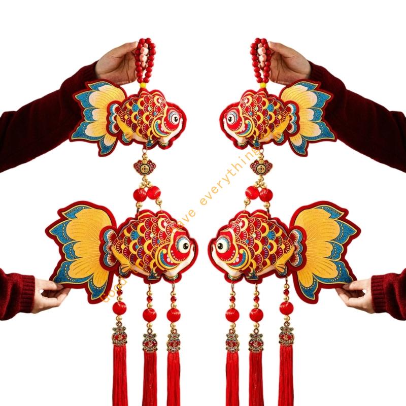 2pcs Chinese New Year Celebratory Hanging Ornament Velvety Cotton for Festival Homes Decoration Simple Installation 55KF