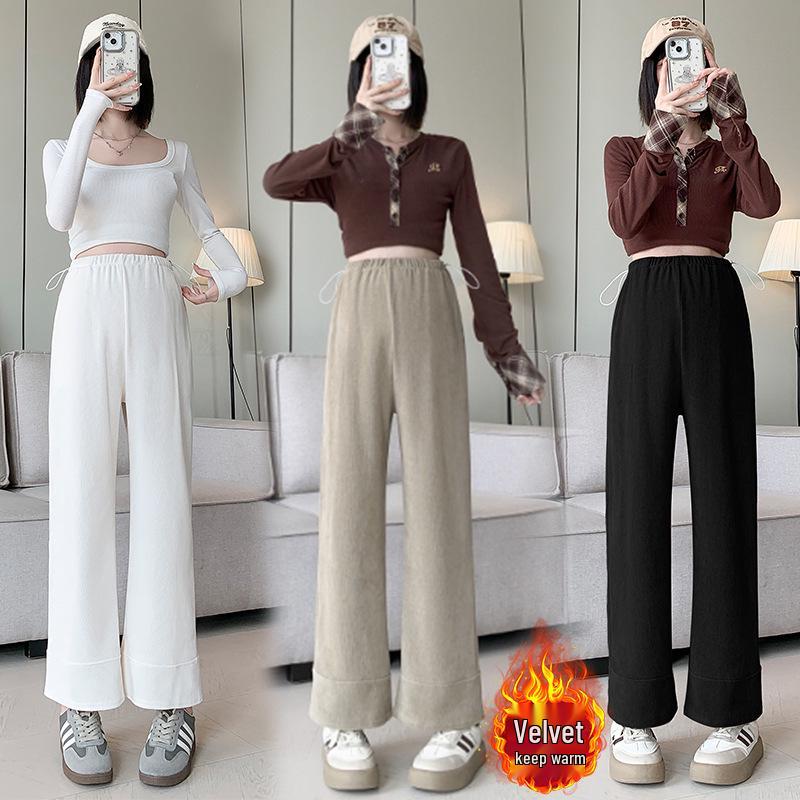 Autumn/Winter Maternity Velvet Knit Wide-Leg Pants - Casual, Versatile, Slimming, Straight Nine-Point Style M