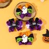 2Pcs Halloween Bow Hair Clips Ghost Sweet Color-blocked Ribbon Bownot Hairpins For Girls Children Headwear Accessories