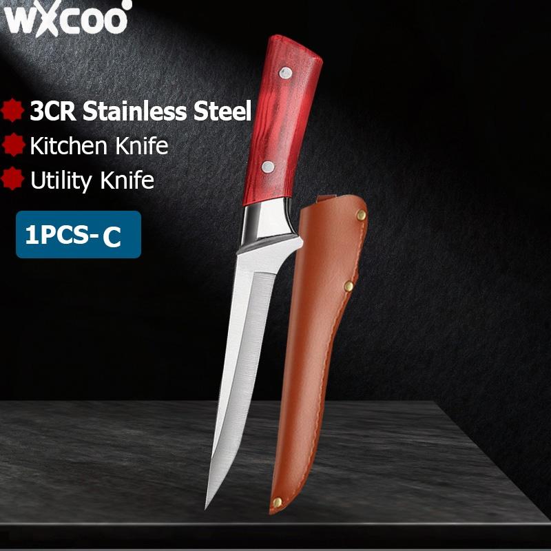 

WXCOO Professional Kitchen Knives Fish Fillet Knife Boning for Household Cooking Meat Cleaver Butcher Knife with Cover 5 inch