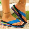 Rainbow Bottom Platform Flip Flops for Women Summer Fashion Clip Toe Wedges Sandals Woman Lightweight Thick Sole Beach Slippers