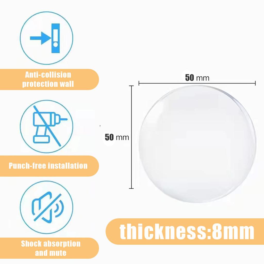 6Pcs Clear Silicone Door Stopper Wall Protector Self-Adhesive Door Handle Bumper Guard Noise Dampening Anti-Collision Mute Pad for Home Kitchen Office
