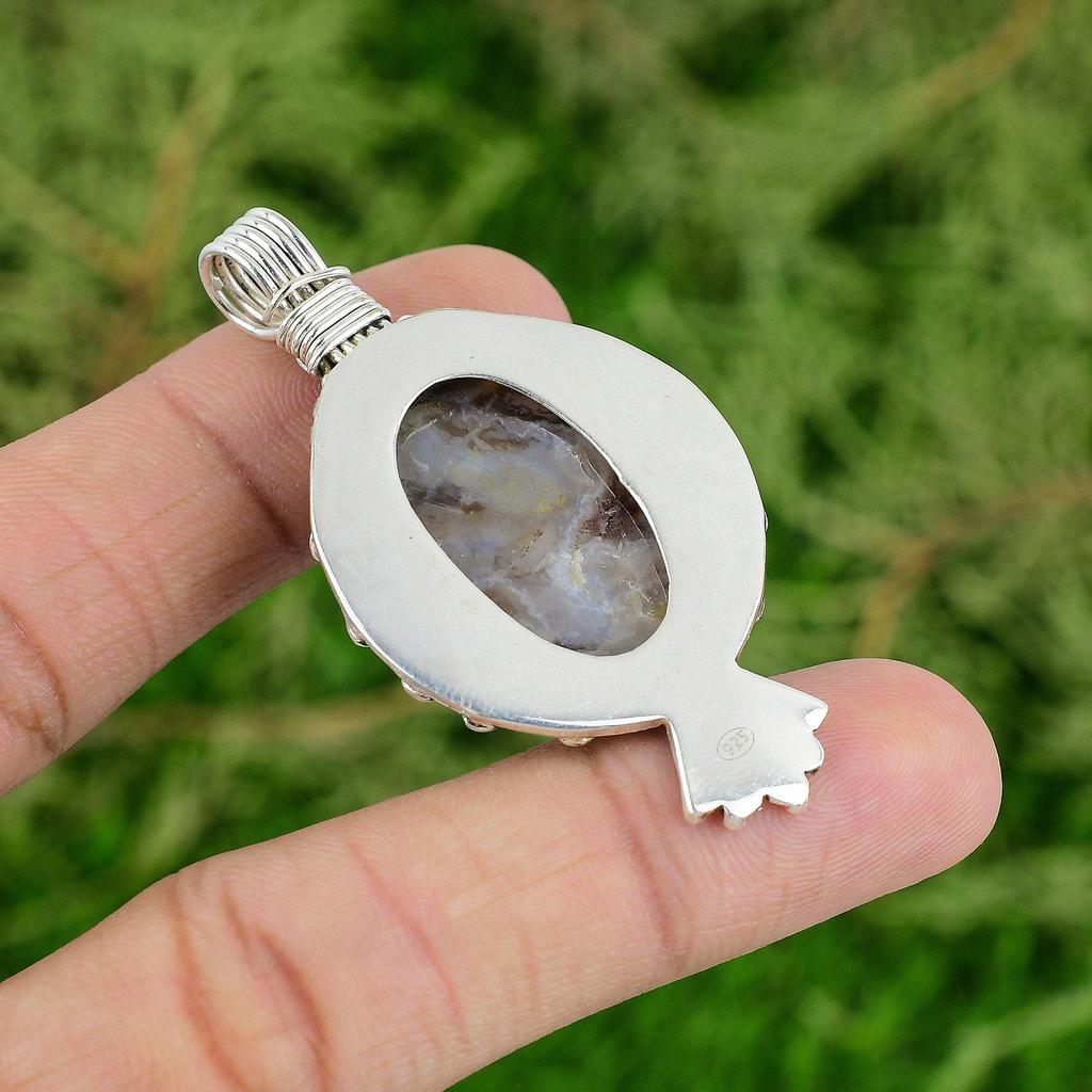 Daughters Day Deal 925 Sterling Silver Bloodstone Gemstone Boho Pendant Jewelry