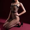 Lace Strapless Camisole Glossy Stockings One-Piece Transparent Sexy Black Stockings Erotic Temptation Open-Crotch Bodysuit For W