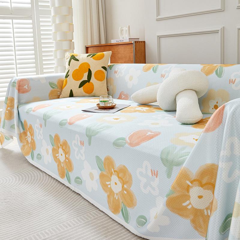 Eisseide Sofabezug Stoff Sommer Sommer Cartoon Niedlich Sofa Handtuch All-Inclusive Universal Leder Sofabezug Vollbezug Decke
