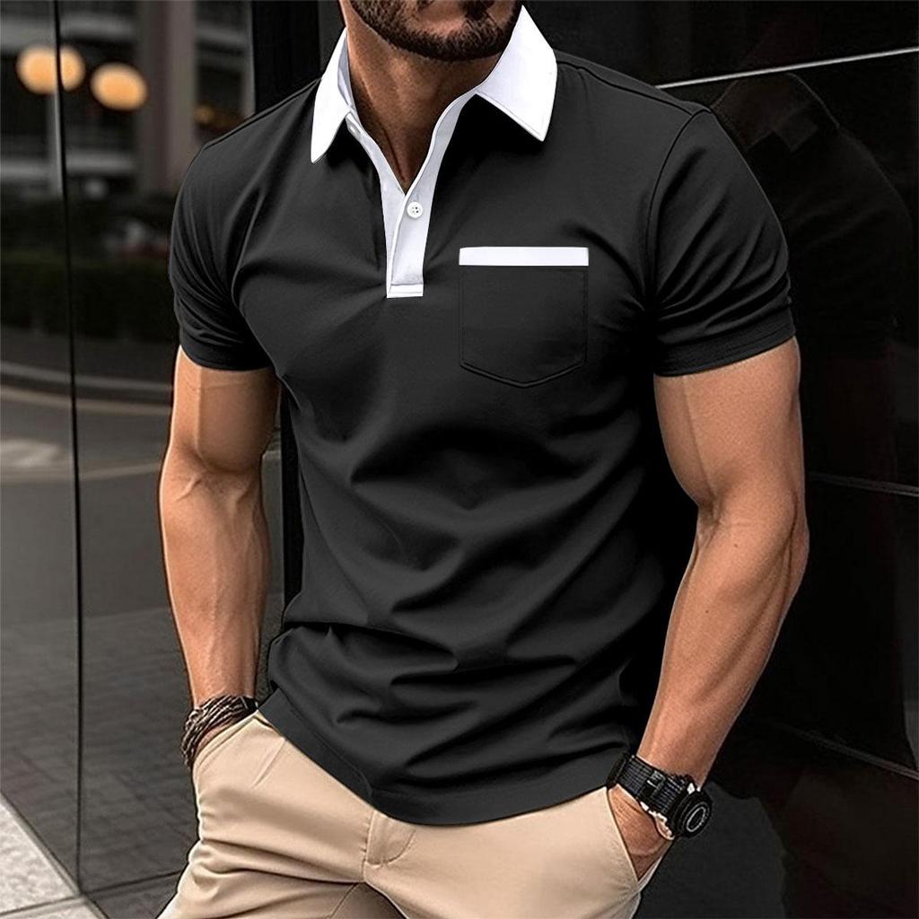Men's Slim Fit Short-Sleeve Polo Shirt with Chest Pocket