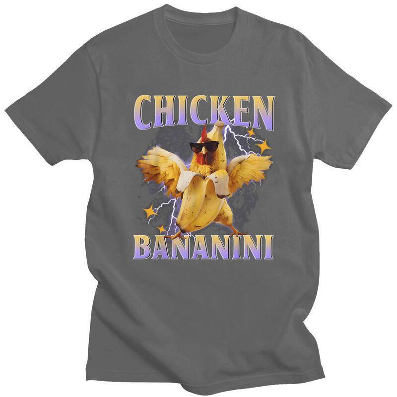 Male Chicken Bananini Italian Brainrot Meme T Shirt Short Sleeve 100 Cotton TShirt Novelty Loose Oversized Streetwear Clothing
