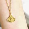 Golden Lucky Cat Fan-shaped Lotus Pendant Necklace for Women