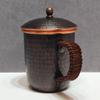 Handcrafted Vintage Copper Coffee Cup,Engraving Hammer Texture With lid 300 ml Milk Tea Beer Mug,Woven Handle Tea Cup Tableware