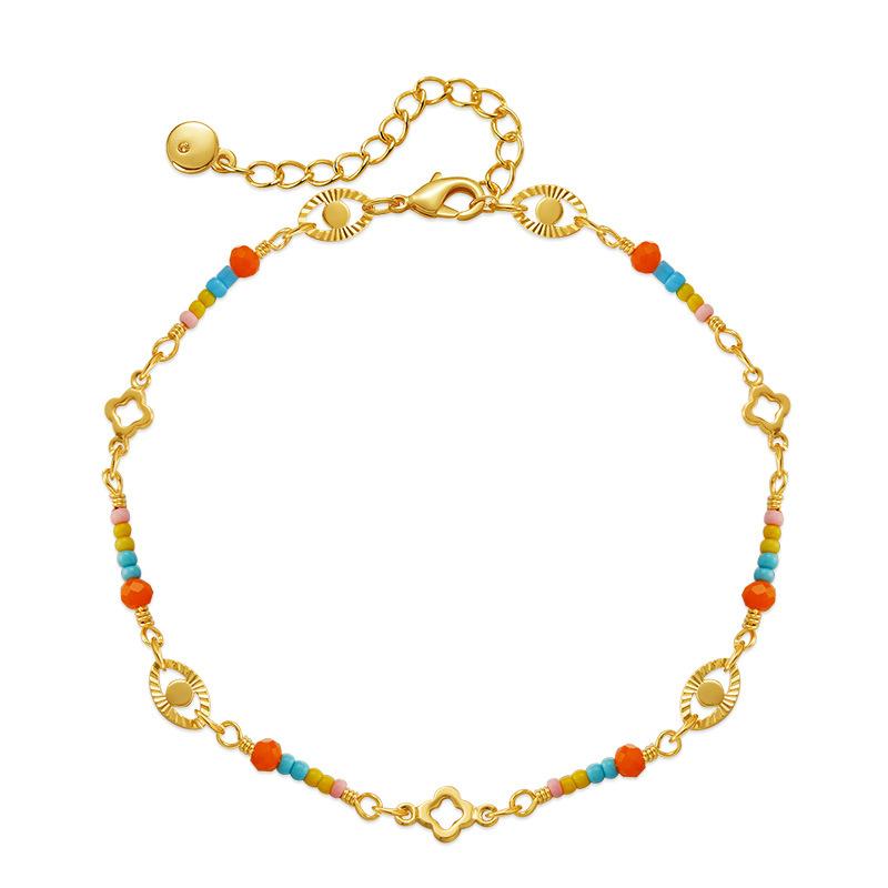 Exotic Style Colored Beaded Niche Design Minimalist Vacation Anklet For Women красный