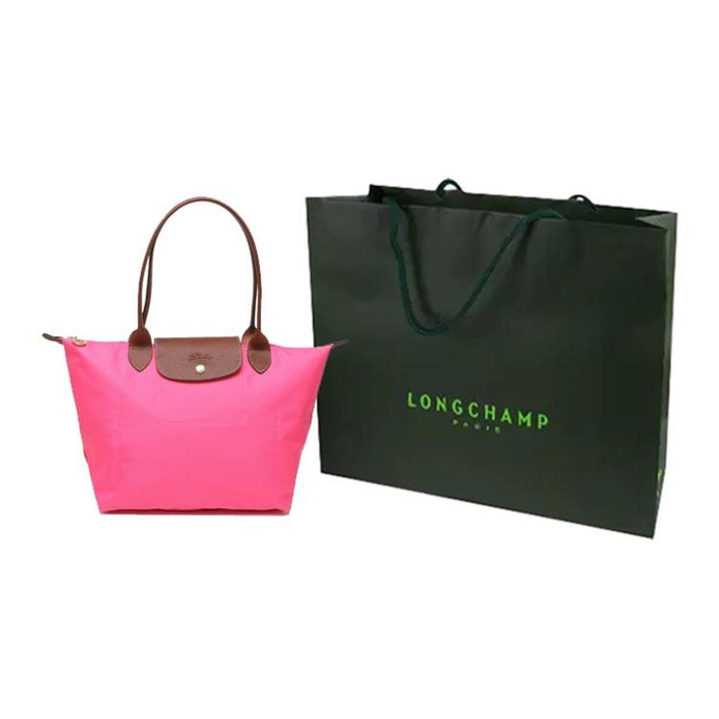 Longchamp Le Pliage 28 Button Zipper Closure Long Handle Leather Dumpling Shoulder Tote Bag Small Women handbags Pink 2605089P73