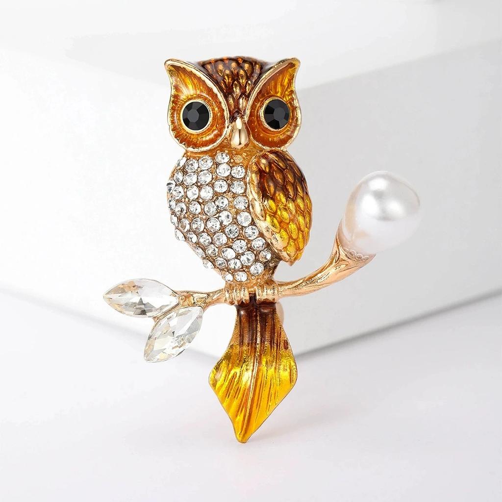 Spille Trendy Doppio Gufo Spilla Strass Spilla Pin Uccello Animale Festa Casual Abito Decorazione Spilla Per Donne Corsage Regali