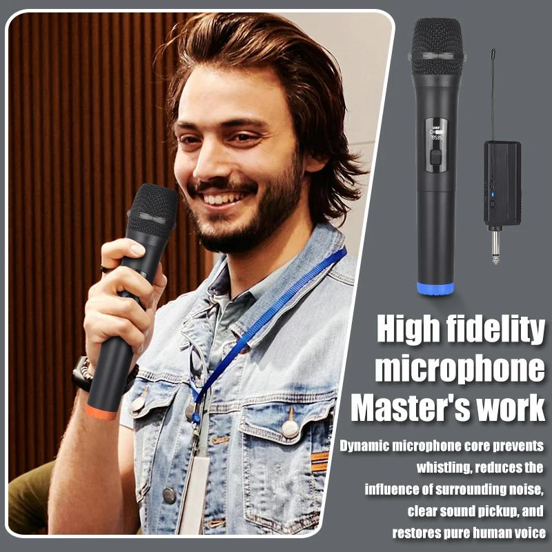 Wireless Microphone 2 Channels VHF Fixed Frequency Handheld Mic Micphone For Party Karaoke Professional Church Show Meeting