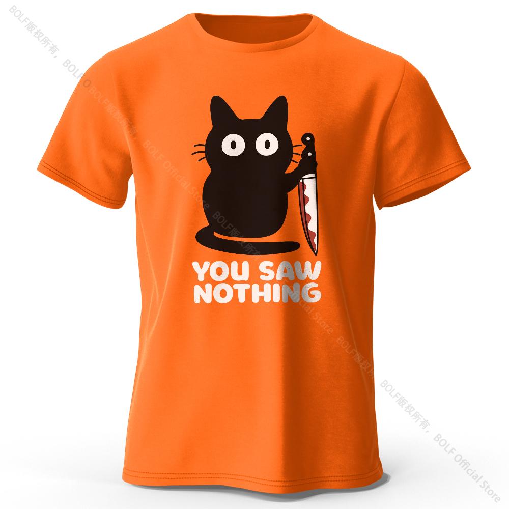 Women's Funny Cat Printed Basic Crew Neck 100% Cotton T-Shirt, Breathable Round Neck Short Sleeve Tee Unisex Fit for Men & Women