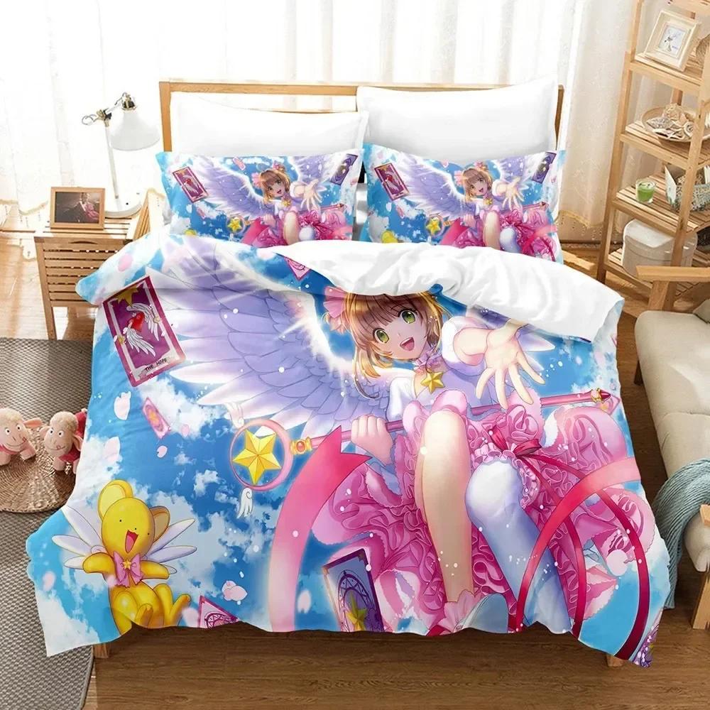 3D Cardcaptor Sakura Bettwäsche-Set Bedrucktes Bettwäsche-Set Mit Kissenbezug Bettbezug Weich Einzel Doppel Queen King Size Heimtextilien