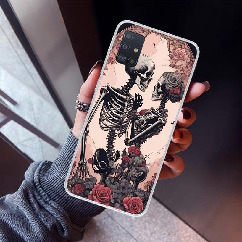 Anatomy Skeleton Heart Lovey Kiss Phone Case For Samsung Galaxy A52 A51 A50S A32 A22 A12 A02S A72 A71 A31 A70 A30S Note 20 Ultra