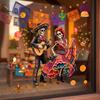 Durable Sunproof Glass Stickers Day of The Dead Window Clings, Halloween Double-Sided Skull Sticker, Versatile Indoor Outdoor Decorations Colorful
