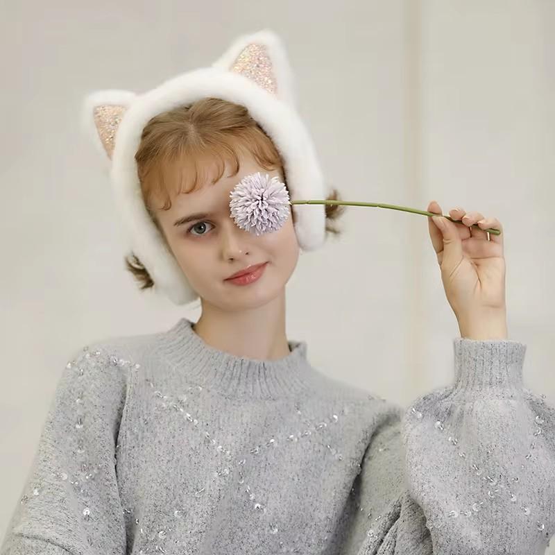 Cute Lovely Cat Ear Covers Women Kids Custom Windproof Winter Warm Outdoor Soft Earmuffs