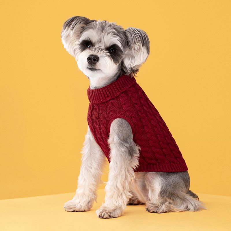 Autumn/Winter Candy Color Cable Knit Sweater for Dogs - Cute Solid Pullover