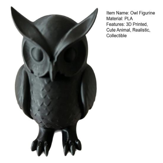 Figura de búho Impresa en 3D Estatua de búho pequeña Animal del bosque coleccionable Adornos de escritorio para decoración de estanterías del hogar y la oficina