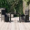 Vidaxl 3-Cz. Garden Furniture Set With Cushions, Black, PE Rattan