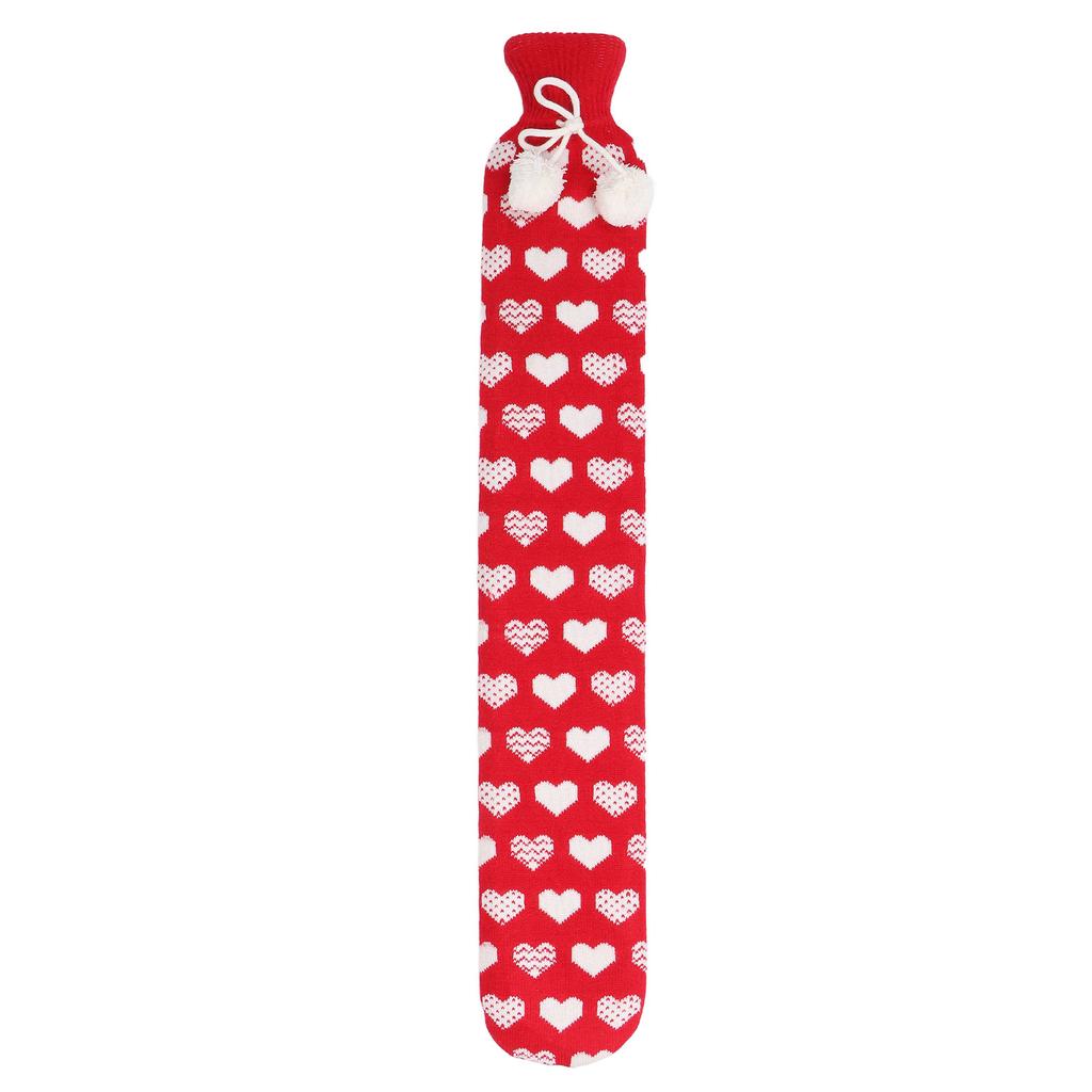 Hot Water Bottle Soft Rubber Knitting Sleeve Hot Water Bag for Warming Shoulders Neck Waist Red 2L