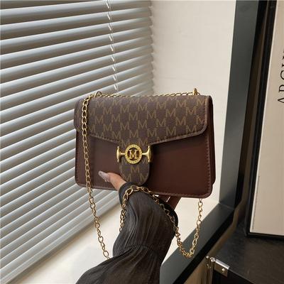 Mote Trykt Skulderveske Dame Trend Kjede Allsidig Klaff Casual Tekstur Retro Messenger Bag