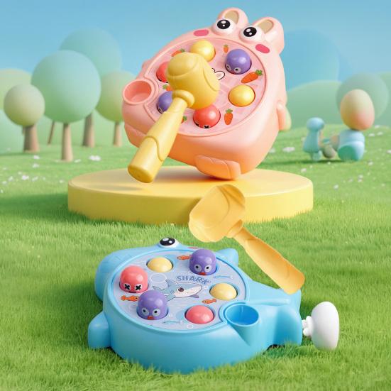 Kids Mole Tapping Toy with Hammer Cartoon Shark Rabbit Push Button Game Console Toddlers Boys Girls Educational Push Button Toy