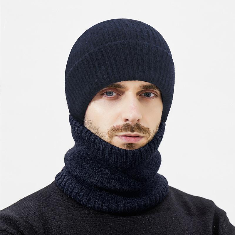 Winter New Wool Double-layer Thread Thickened Cold-proof and Warm Knitted Hat Men's and Women's Simple Ski Wool Cold Hat
