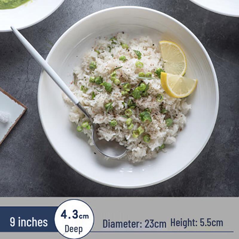 9-Inch Ins Style Ceramic Deep Dinner Plate