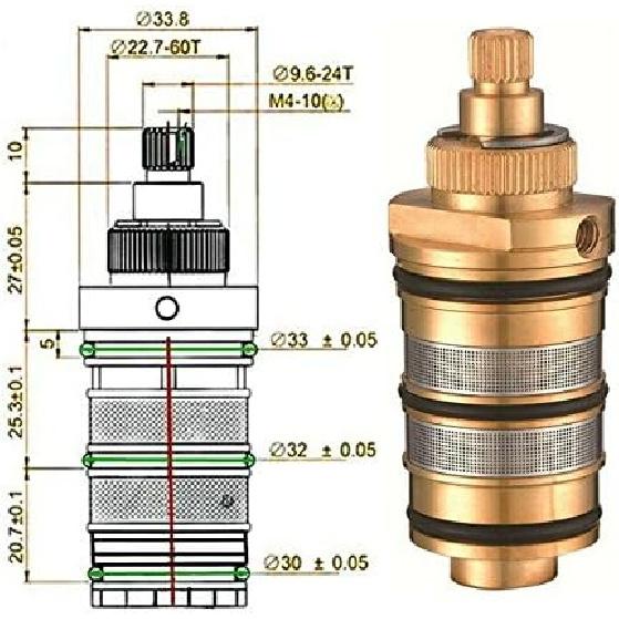

Медный термостатический картридж клапана смесителя для ванны и душа, регулировка температуры смешанной воды