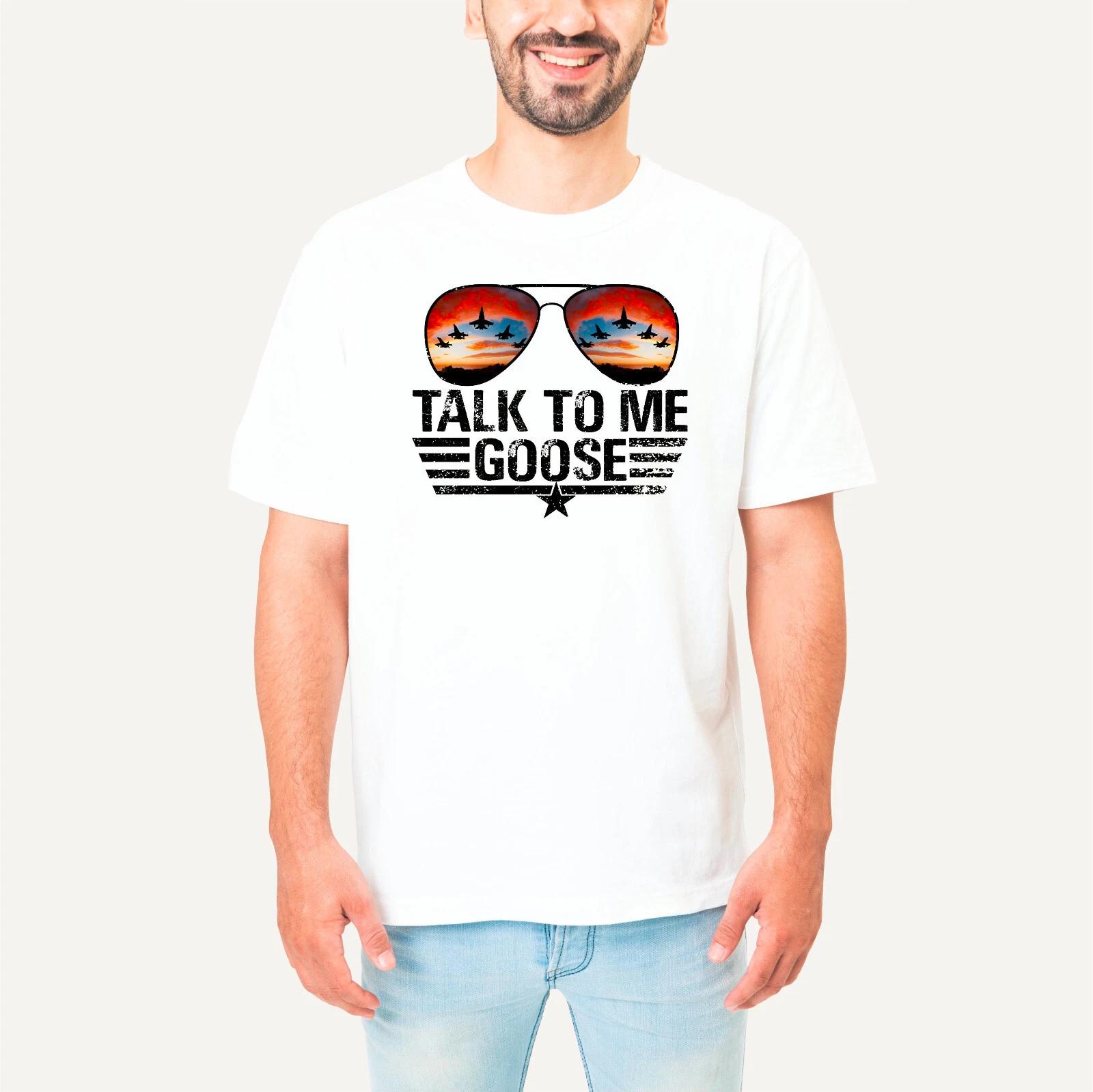 Talk To Me Goose T-Shirt, Top Gun Inspired Retro Aviator Sunglasses Tee 4XL