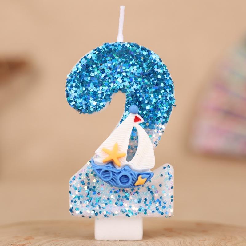 Sailing Number Birthday Candle Cake Party Decoration First Birthday Handmade Candle 0-9