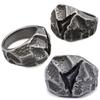 Vintage Distressed Minimalist Natural Cut Stone Design Stainless Steel Unisex Ring