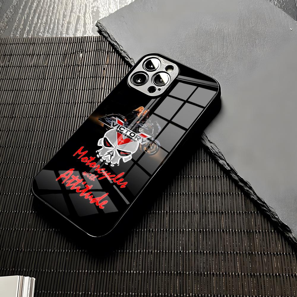 VICTORY MOTORCYCLES USA Phone Case For Iphone Lady 16 15 13 12 14 11 Pro Max Mini X Xr Xs 8 7 Puls 6 Glass Funda Cover