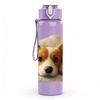 1PC Sleeping Puppy Dog 750ml Color Plastic Sports Water Bottle Leakproof Flip Straw Lid Suitable for Sports Office Home Use