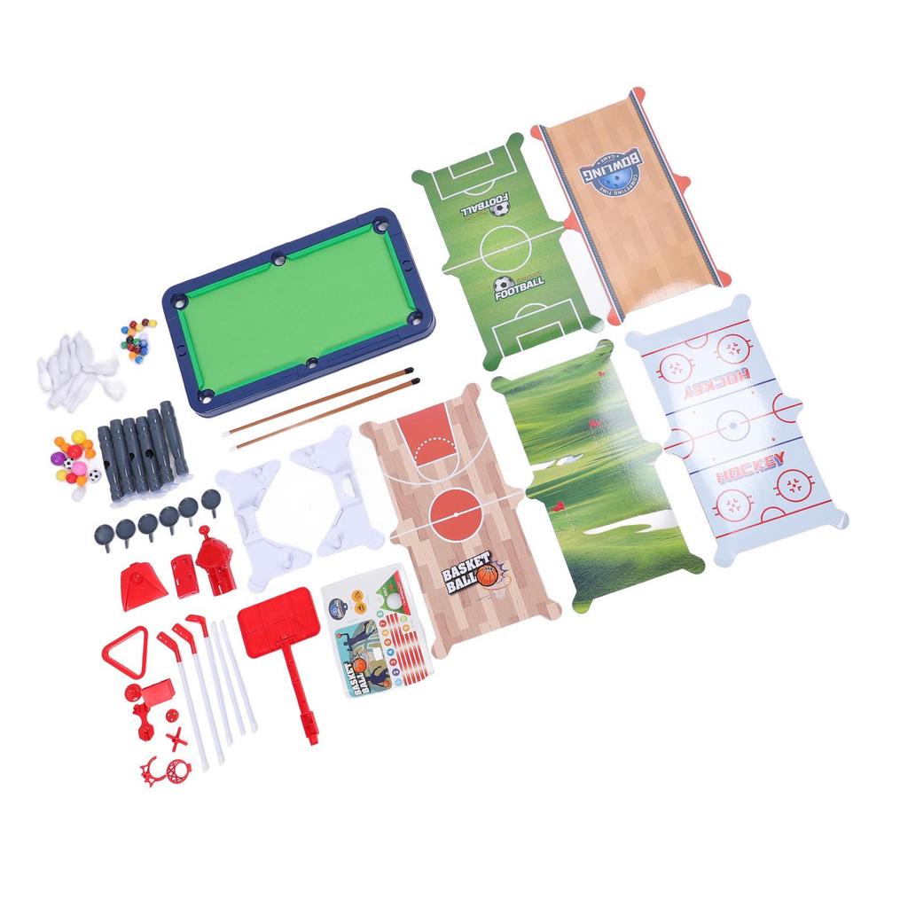 6 in 1 Multi Game Table Basketball Football Table Tennis Billiards Ice Hockey Combo Game Set with Ac