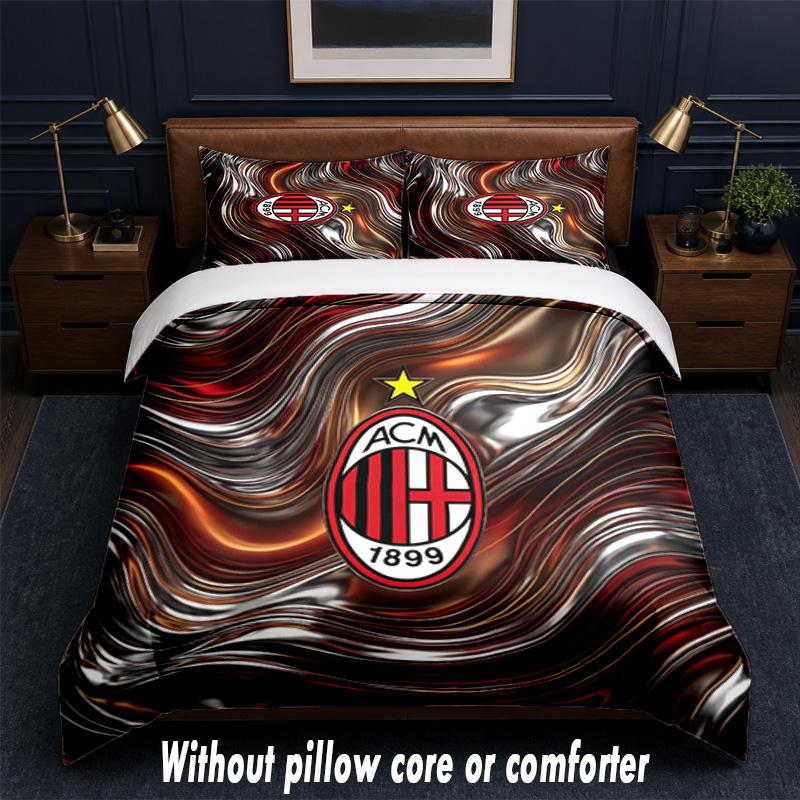 AC Milan Design Bed Bedding Set 1 Duvet Cover + 2 Pillowcases Soft Breathable Household Bed Linens